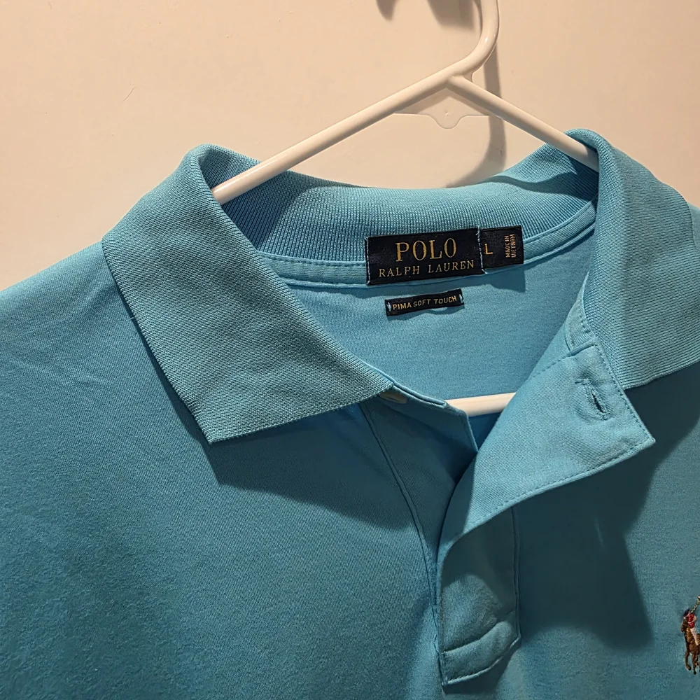 Polo Ralph Lauren Men's Blue Pima Soft Touch Polo Large Preppy Golf Coastal L